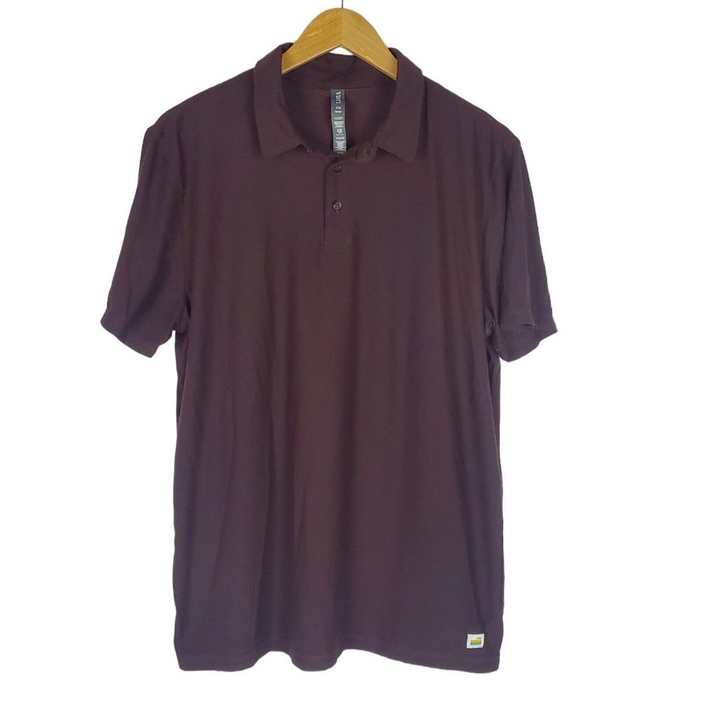 Vuori Mens Strato Tech Polo Shirt Large Brown Short Sleeve Athletic Adult V188